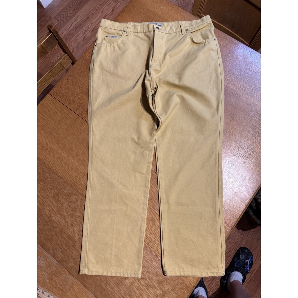 Schaefer Ranch Hand Dungarees Jeans Men's 44x32 Tan‎ Mustard Denim 1800 Canvas